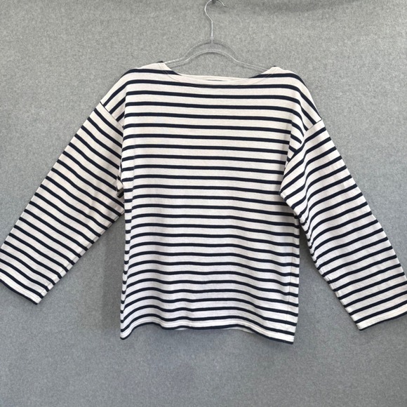Saint James Breton Stripe Shirt Unisex Small Navy Ecru Boat Neck Made in France